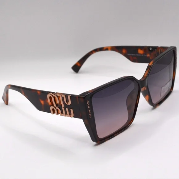 MIU MIU Women’s Polarized Sunglasses | Tortoise Brown | Grey Purple Lens | New - Picture 5 of 16